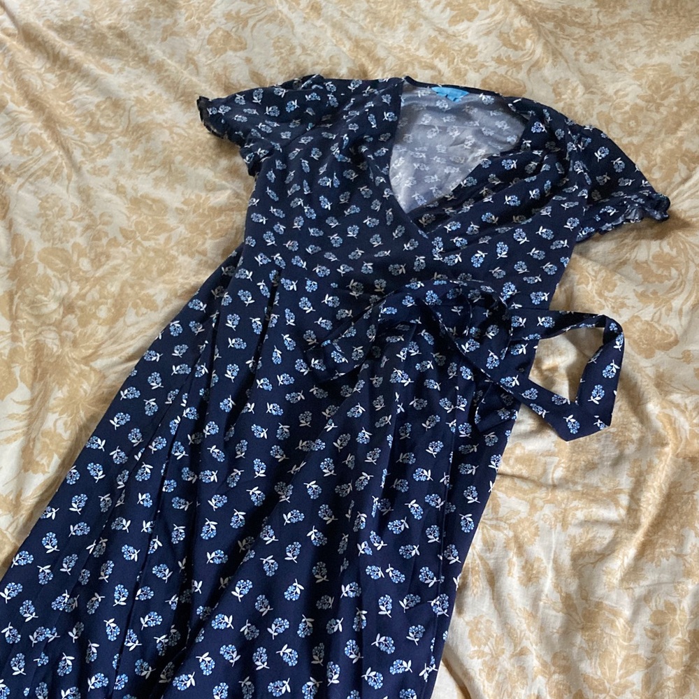 Draper James Navy Floral Midi Dress